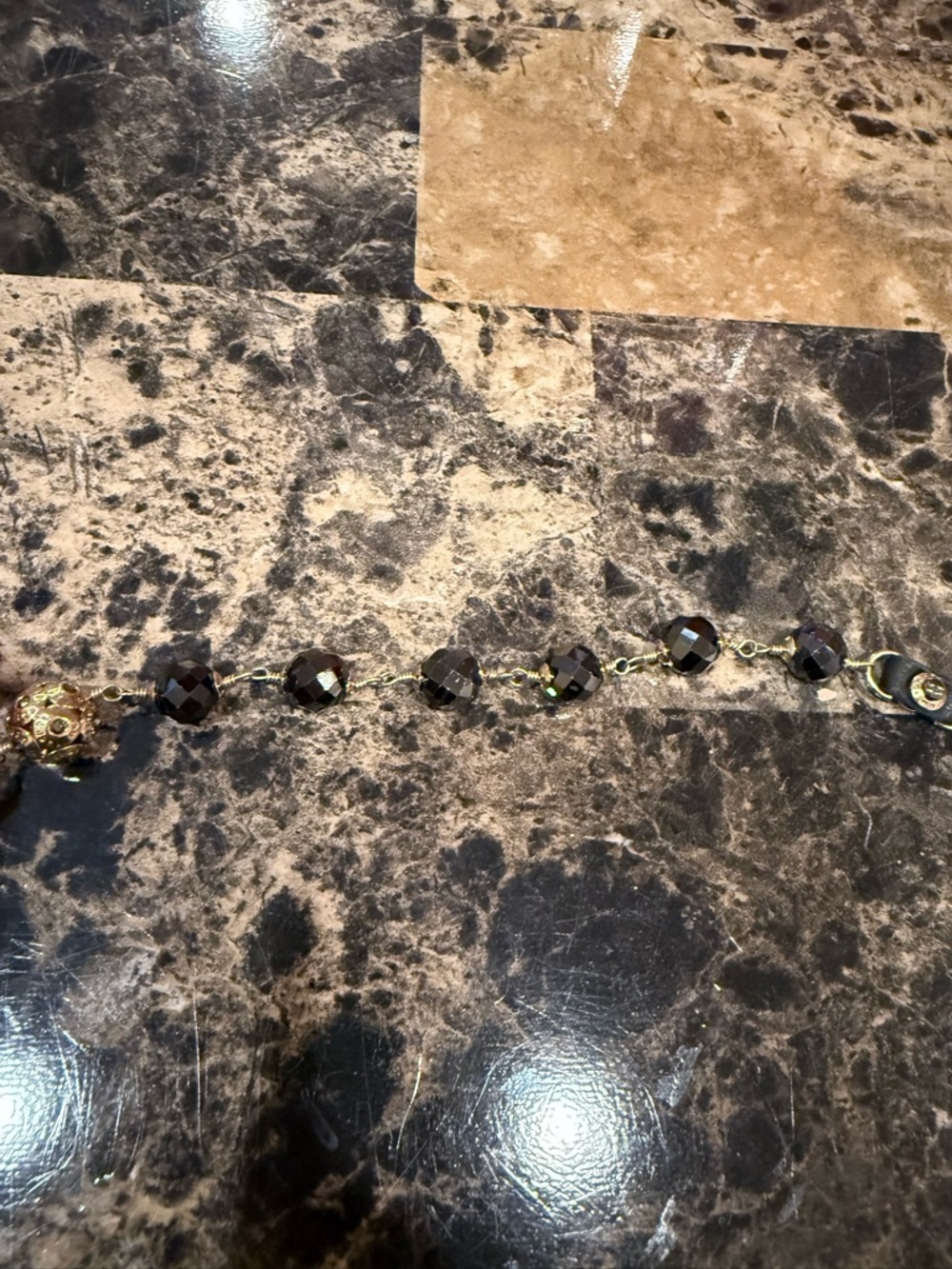 Henri Bendel Black Leather & Faceted Gemstone Snake Chain Necklace - Picture 10 of 10